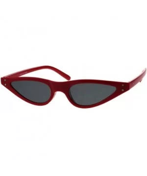 Trendy Skinny Sunglasses Womens Small Flat Cateye Oval Frame UV 400 - Red - CA18H3R4SHW $5.80 Oval