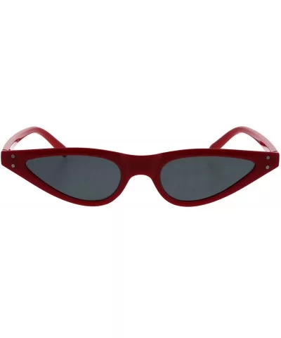 Trendy Skinny Sunglasses Womens Small Flat Cateye Oval Frame UV 400 - Red - CA18H3R4SHW $5.80 Oval