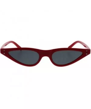 Trendy Skinny Sunglasses Womens Small Flat Cateye Oval Frame UV 400 - Red - CA18H3R4SHW $5.80 Oval