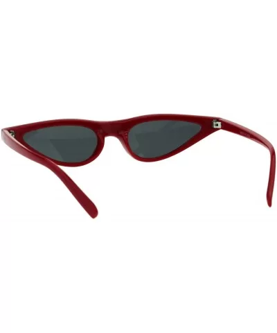 Trendy Skinny Sunglasses Womens Small Flat Cateye Oval Frame UV 400 - Red - CA18H3R4SHW $5.80 Oval