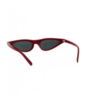 Trendy Skinny Sunglasses Womens Small Flat Cateye Oval Frame UV 400 - Red - CA18H3R4SHW $5.80 Oval