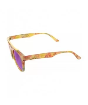 Women's Floral Metal Brow Bar Colored Mirror Lens P3 Round Sunglasses 50mm - Yellow-floral / Purple Mirror - CT12MYV0LC1 $7.3...