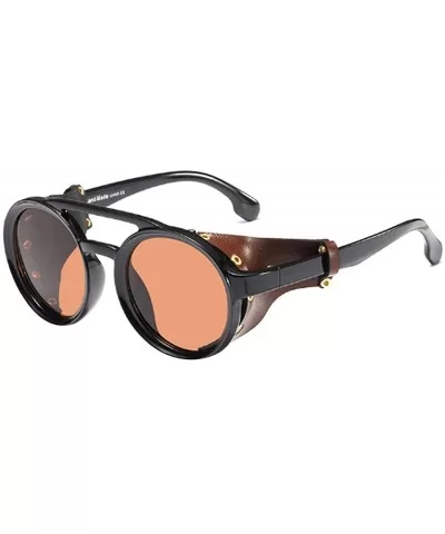 Women's Retro Small Round Plastic Frame Candy Color Design Sunglasses - Black Brown - CV18W4E8AMH $25.54 Round