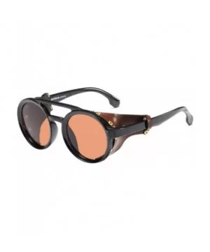 Women's Retro Small Round Plastic Frame Candy Color Design Sunglasses - Black Brown - CV18W4E8AMH $25.54 Round