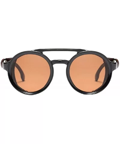 Women's Retro Small Round Plastic Frame Candy Color Design Sunglasses - Black Brown - CV18W4E8AMH $25.54 Round