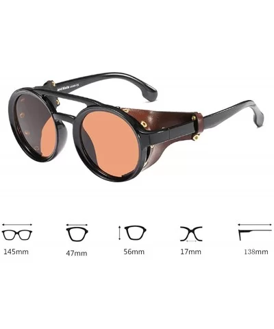 Women's Retro Small Round Plastic Frame Candy Color Design Sunglasses - Black Brown - CV18W4E8AMH $25.54 Round