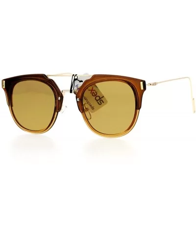 Womens Designer Fashion Sunglasses Flat Top Bar Flat Mirror Lens Frame - Brown Gold - CU1882XRD8I $9.38 Wayfarer