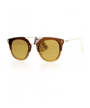 Womens Designer Fashion Sunglasses Flat Top Bar Flat Mirror Lens Frame - Brown Gold - CU1882XRD8I $9.38 Wayfarer