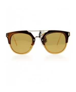 Womens Designer Fashion Sunglasses Flat Top Bar Flat Mirror Lens Frame - Brown Gold - CU1882XRD8I $9.38 Wayfarer