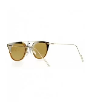 Womens Designer Fashion Sunglasses Flat Top Bar Flat Mirror Lens Frame - Brown Gold - CU1882XRD8I $9.38 Wayfarer