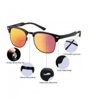 Classic Semi-Rimless Frame Retro Brand Polarized Sunglasses for Men and Women UV 400 Protection - CB128LEAUOD $13.39 Semi-rim...