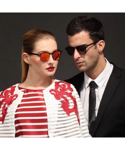 Classic Semi-Rimless Frame Retro Brand Polarized Sunglasses for Men and Women UV 400 Protection - CB128LEAUOD $13.39 Semi-rim...