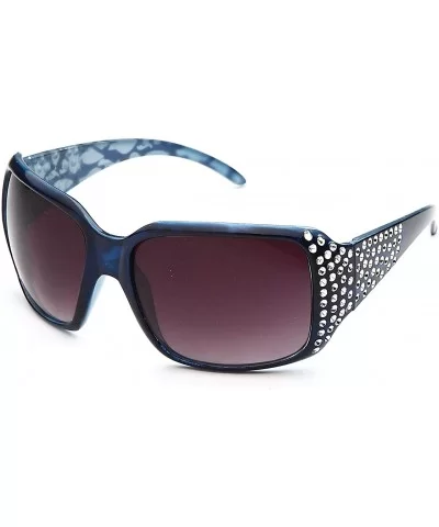 Women's Comfortable Beautiful Blingbling Oversized Fashion Sunglasses - Blue - CB119E6ZOKJ $8.70 Square