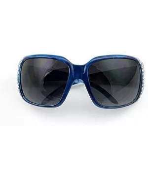 Women's Comfortable Beautiful Blingbling Oversized Fashion Sunglasses - Blue - CB119E6ZOKJ $8.70 Square