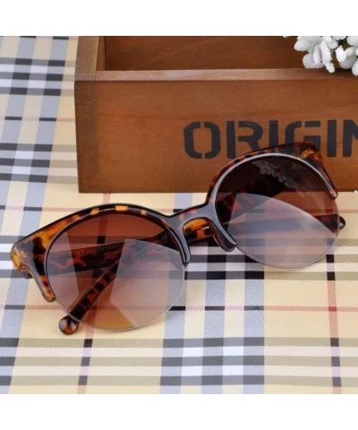 Oculos De Sol Feminino Fashion Retro Designer Super Round Circle Glasses Cat Eye Women Sunglasses UV400 - Leopard - CP198AI8T...