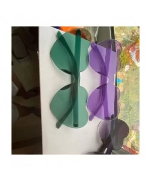 Heart Oversized Rimless Sunglasses One Piece Heart Shape Eyewear Transparent Candy Color Sunglasses for Women - CN19074M6I6 $...