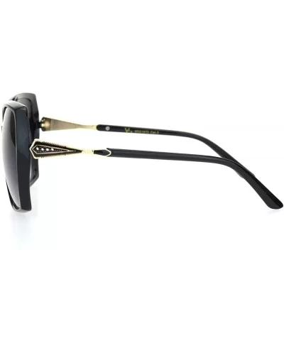 Womens Classic 90s Rhinestone Metal Jewel Hinge Butterfly Sunglasses - Black Smoke - CE18OQWD7UH $10.86 Rectangular