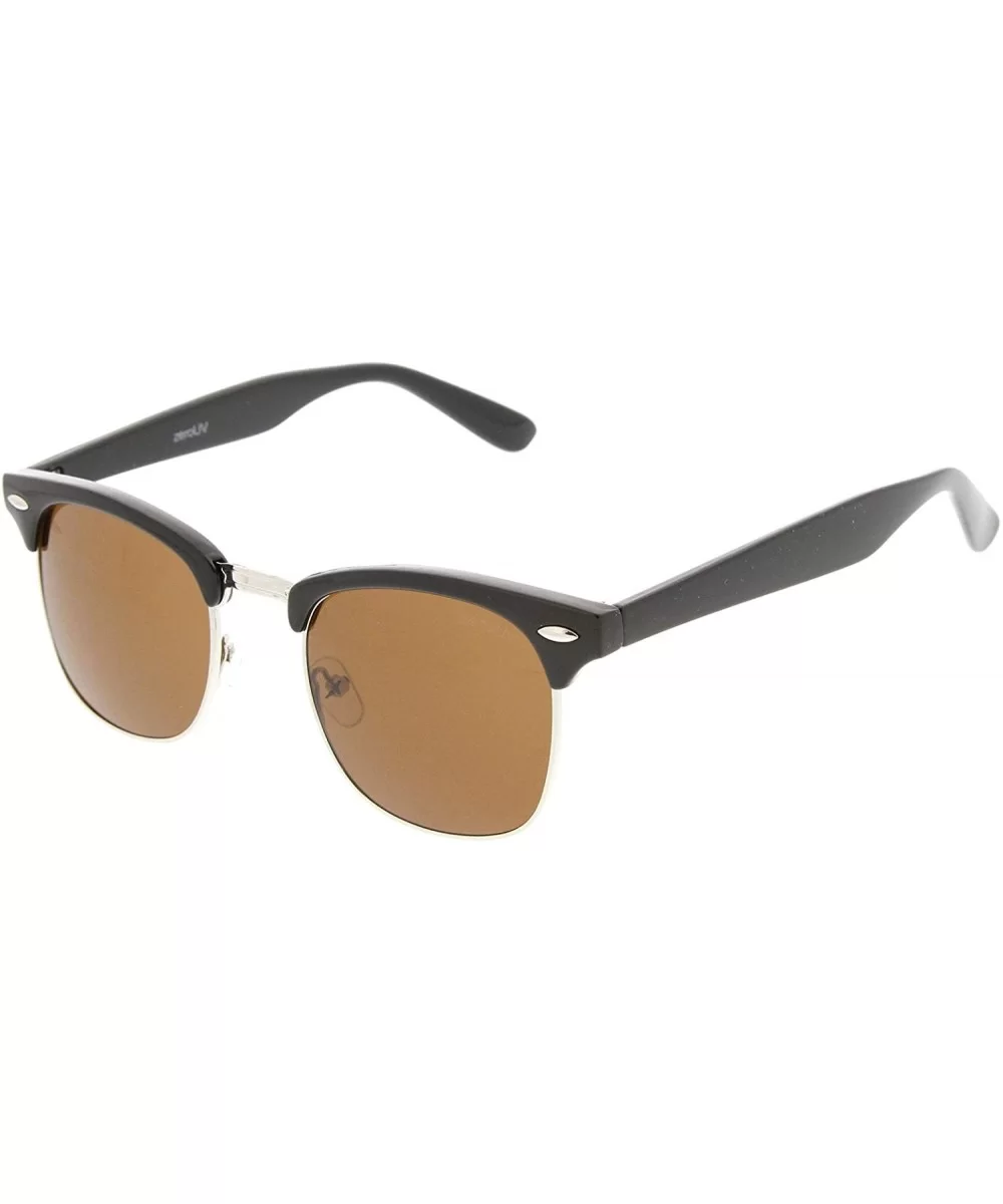 Half Frame Semi-Rimless Horn Rimmed Sunglasses - Black / Brown - C011ZXEYM3B $8.23 Oversized