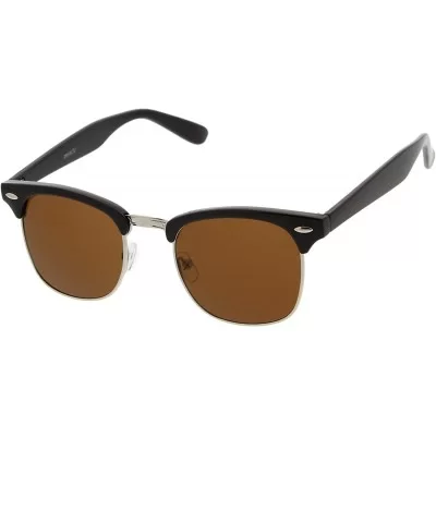 Half Frame Semi-Rimless Horn Rimmed Sunglasses - Black / Brown - C011ZXEYM3B $8.23 Oversized