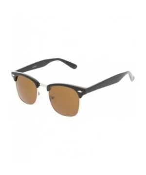 Half Frame Semi-Rimless Horn Rimmed Sunglasses - Black / Brown - C011ZXEYM3B $8.23 Oversized