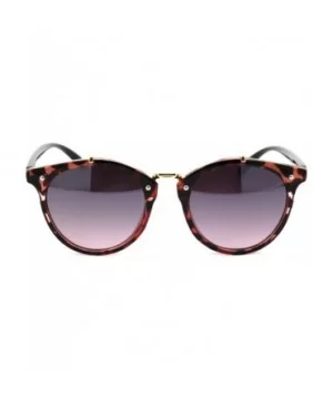 Womens Designer Fashion Round Keyhole Horn Rim Plastic Sunglasses - Red Tortoise Pink - CD18WMQCHYC $9.24 Round