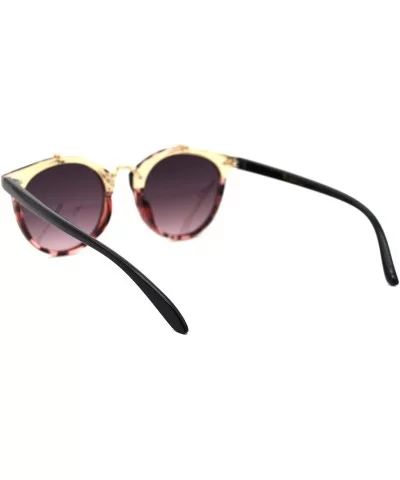 Womens Designer Fashion Round Keyhole Horn Rim Plastic Sunglasses - Red Tortoise Pink - CD18WMQCHYC $9.24 Round