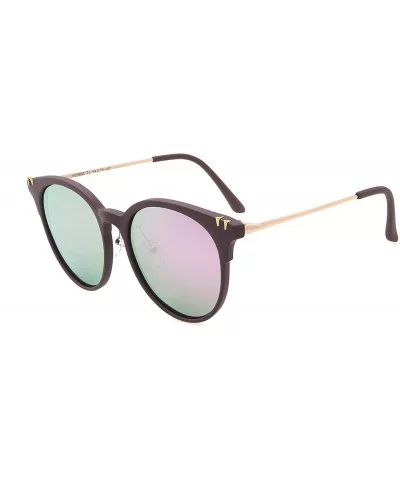 Fashion Polarized Sunglasses for Women Retro Style UV400 Lens Round - 棕色 - CM18E2O23N4 $11.32 Goggle