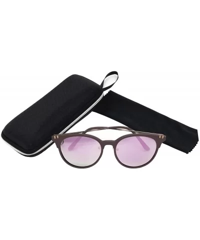 Fashion Polarized Sunglasses for Women Retro Style UV400 Lens Round - 棕色 - CM18E2O23N4 $11.32 Goggle