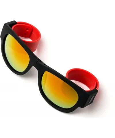 Folding Retro Design for Action Sports Easy to Store Sunglasses Flash/Mirrored Lenses - Red - C717Y00DNTD $6.32 Wayfarer