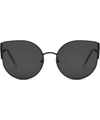 Cateye Sunglasses for Women Metal Frame Oversized Clear Lenses Brand Designer - C1 Black Frame/Grey Lens - C718QKXS57E $8.35 ...