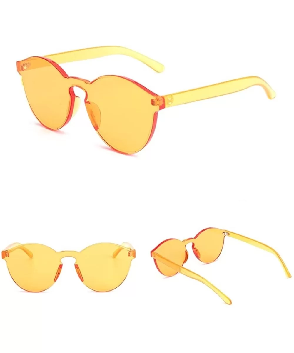 Round Plastic Frame Sunglasses for Women Men - Yellow - CE18ECT4LZL $9.84 Round