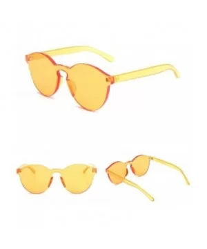 Round Plastic Frame Sunglasses for Women Men - Yellow - CE18ECT4LZL $9.84 Round