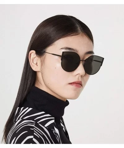 Cateye Sunglasses for Women Metal Frame Oversized Clear Lenses Brand Designer - C1 Black Frame/Grey Lens - C718QKXS57E $8.35 ...