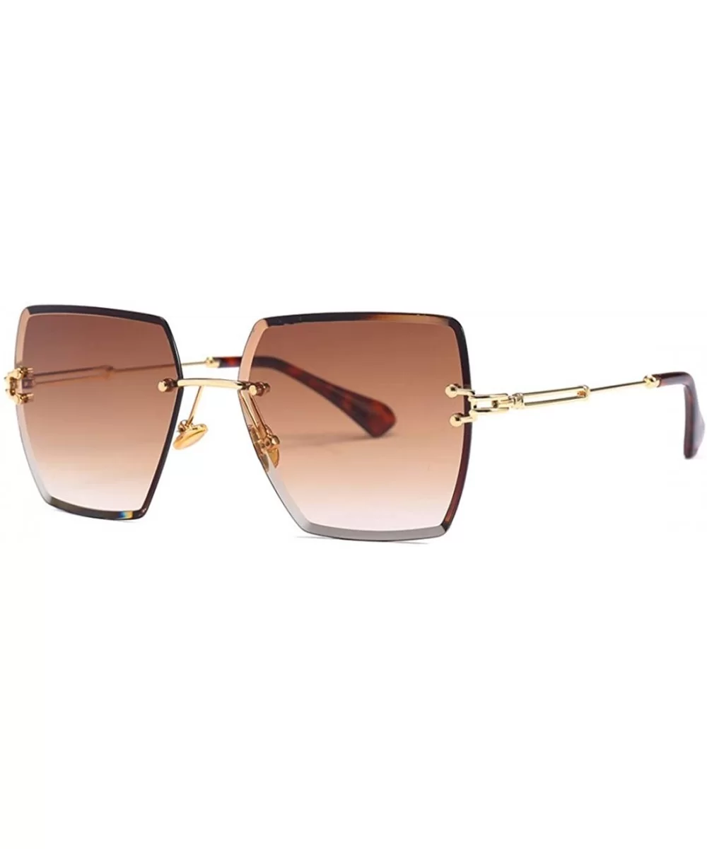 Fashion Men women Oversized Frameless Candy color Sunglasses UV400 - Brown - C818NO5YLEA $10.35 Oversized