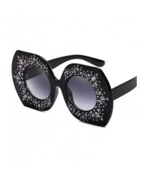 Oversized Rhinestone Sunglasses Women Luxury Brand Sun Glasses Vintage Party - Black - CF18DQL6XYZ $7.00 Oversized