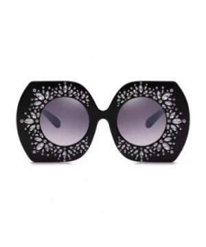 Oversized Rhinestone Sunglasses Women Luxury Brand Sun Glasses Vintage Party - Black - CF18DQL6XYZ $7.00 Oversized