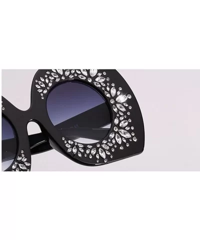 Oversized Rhinestone Sunglasses Women Luxury Brand Sun Glasses Vintage Party - Black - CF18DQL6XYZ $7.00 Oversized