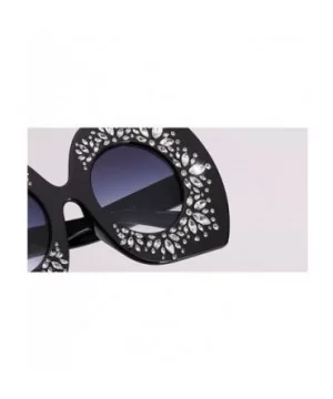 Oversized Rhinestone Sunglasses Women Luxury Brand Sun Glasses Vintage Party - Black - CF18DQL6XYZ $7.00 Oversized