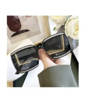 Shiny Frame Polarized Oversized Sunglasses for Women Thin Face Shades - Black - CM1906CS0KE $11.45 Oversized