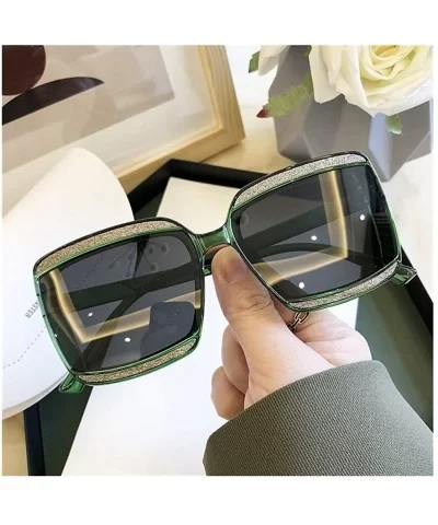 Shiny Frame Polarized Oversized Sunglasses for Women Thin Face Shades - Black - CM1906CS0KE $11.45 Oversized