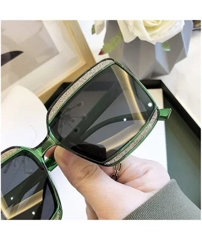 Shiny Frame Polarized Oversized Sunglasses for Women Thin Face Shades - Black - CM1906CS0KE $11.45 Oversized