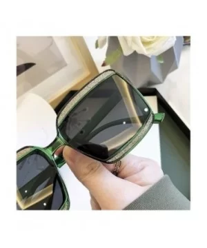 Shiny Frame Polarized Oversized Sunglasses for Women Thin Face Shades - Black - CM1906CS0KE $11.45 Oversized