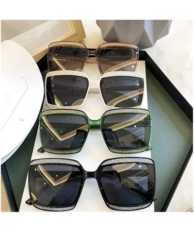 Shiny Frame Polarized Oversized Sunglasses for Women Thin Face Shades - Black - CM1906CS0KE $11.45 Oversized