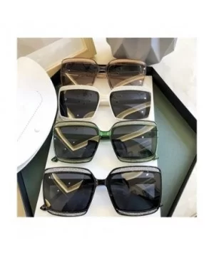 Shiny Frame Polarized Oversized Sunglasses for Women Thin Face Shades - Black - CM1906CS0KE $11.45 Oversized