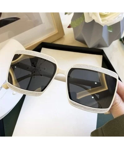 Shiny Frame Polarized Oversized Sunglasses for Women Thin Face Shades - Black - CM1906CS0KE $11.45 Oversized