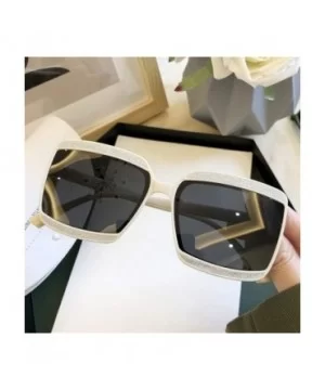 Shiny Frame Polarized Oversized Sunglasses for Women Thin Face Shades - Black - CM1906CS0KE $11.45 Oversized