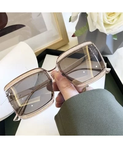 Shiny Frame Polarized Oversized Sunglasses for Women Thin Face Shades - Black - CM1906CS0KE $11.45 Oversized