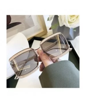 Shiny Frame Polarized Oversized Sunglasses for Women Thin Face Shades - Black - CM1906CS0KE $11.45 Oversized