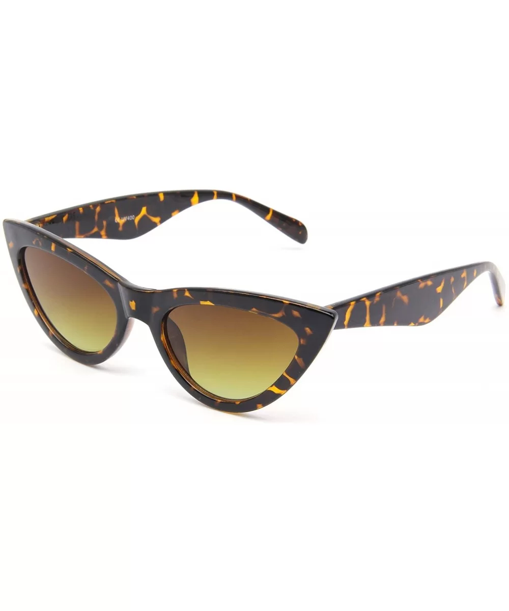 Vintage Cateye Rhinestone Sunglasses for Women Retro Narrow Small Sun Glasses - Tortoiseshell - CV18SCSQ3EN $6.94 Cat Eye