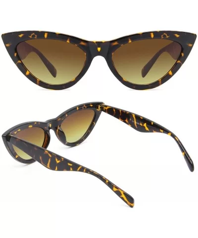 Vintage Cateye Rhinestone Sunglasses for Women Retro Narrow Small Sun Glasses - Tortoiseshell - CV18SCSQ3EN $6.94 Cat Eye